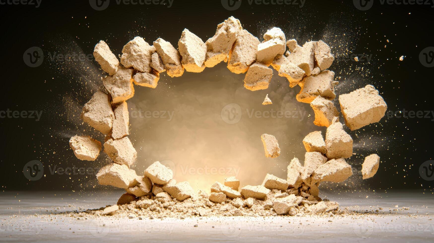 Explosion of crumbled cookies or biscuits photo
