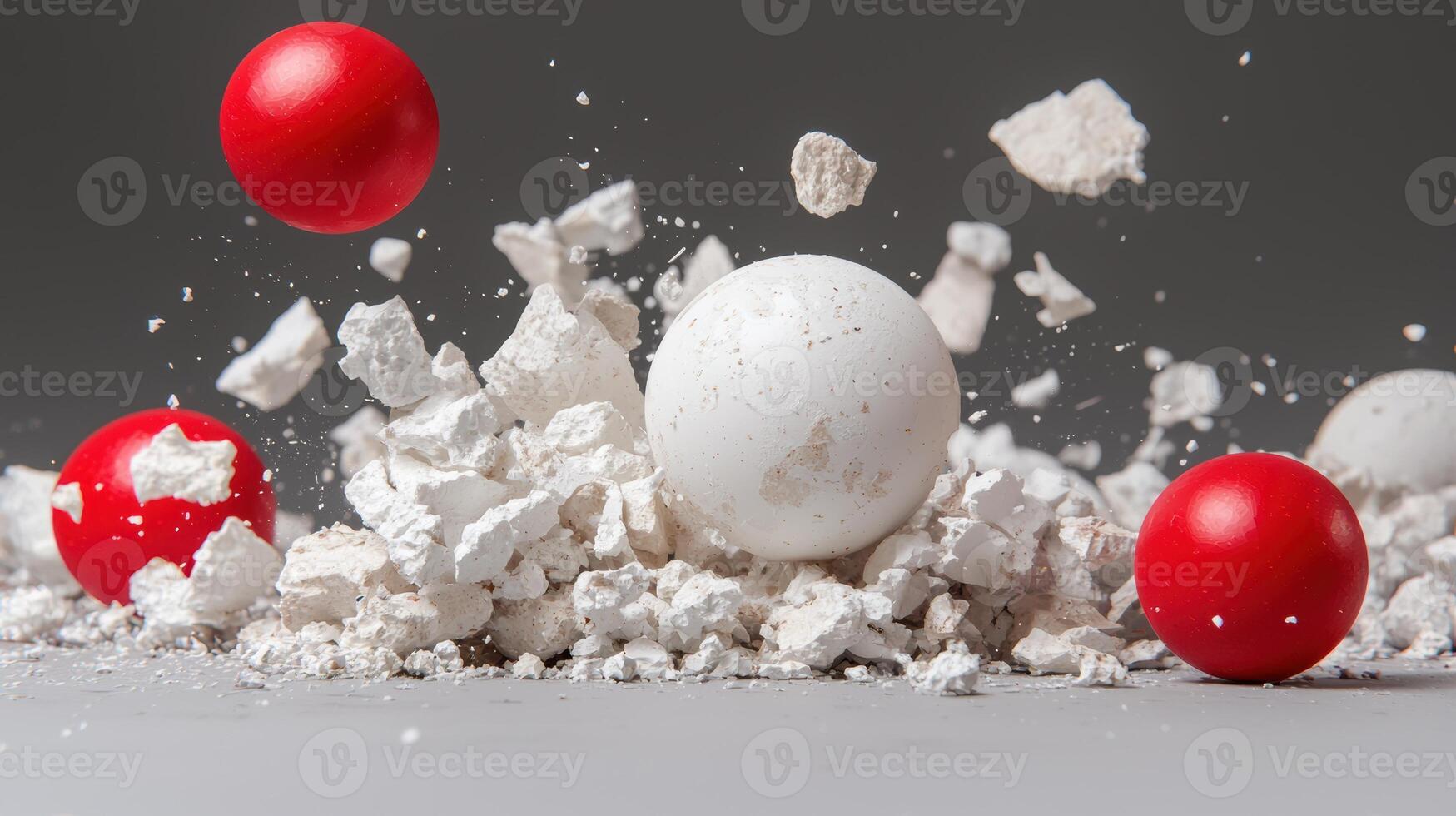 Exploding bath bomb with red spheres photo