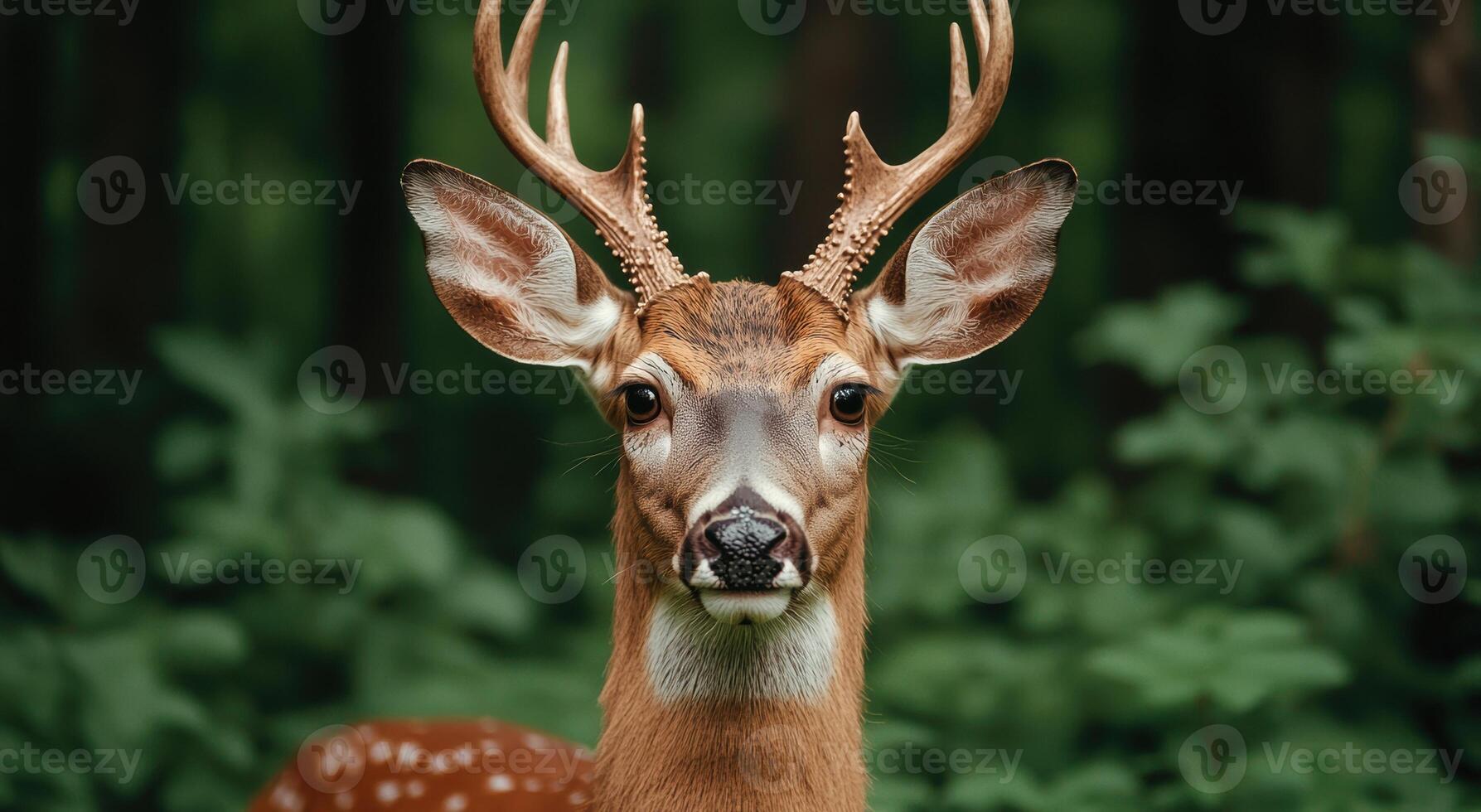 Majestic deer with antlers in the forest photo
