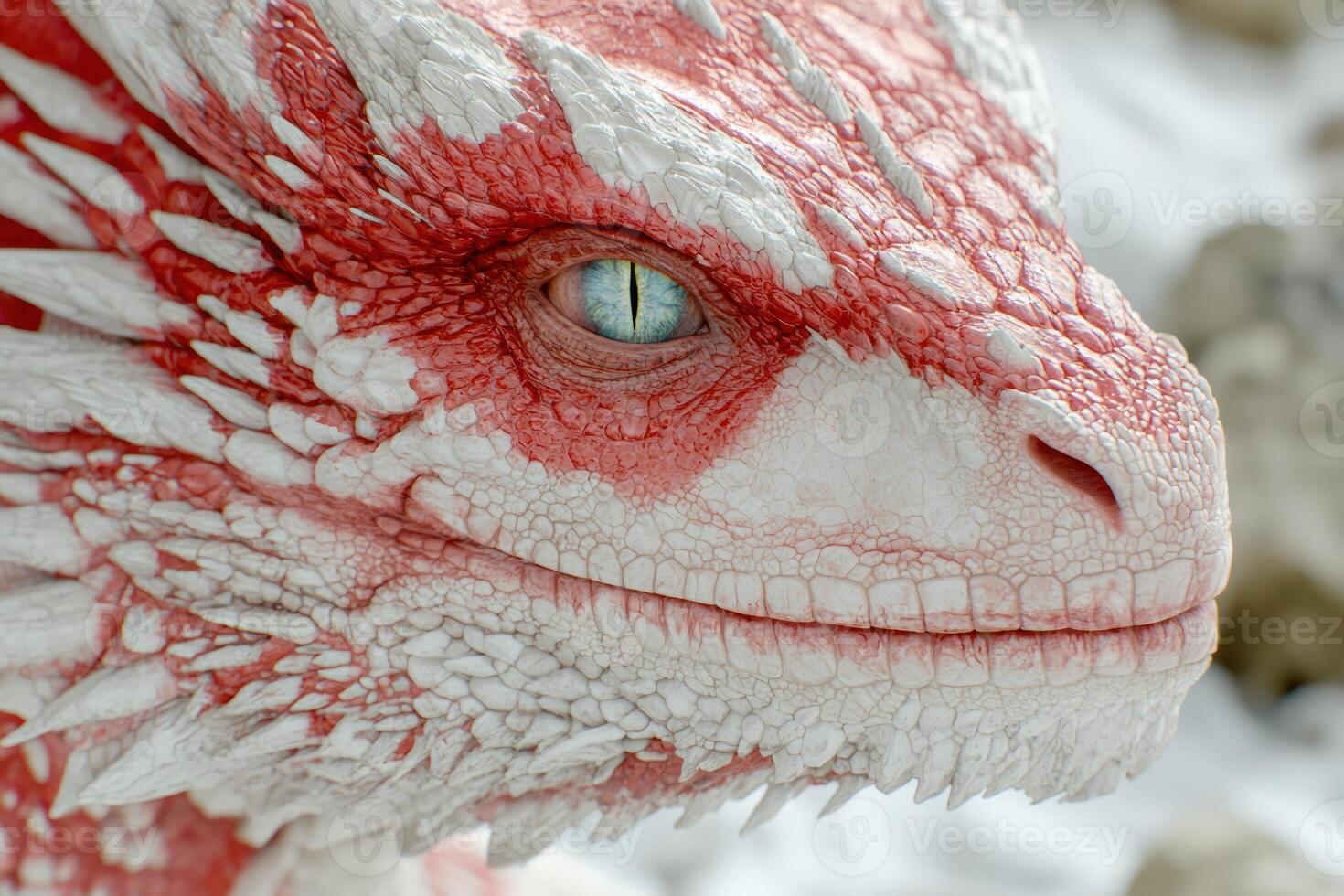 Closeup of a vibrant red dragons eye photo