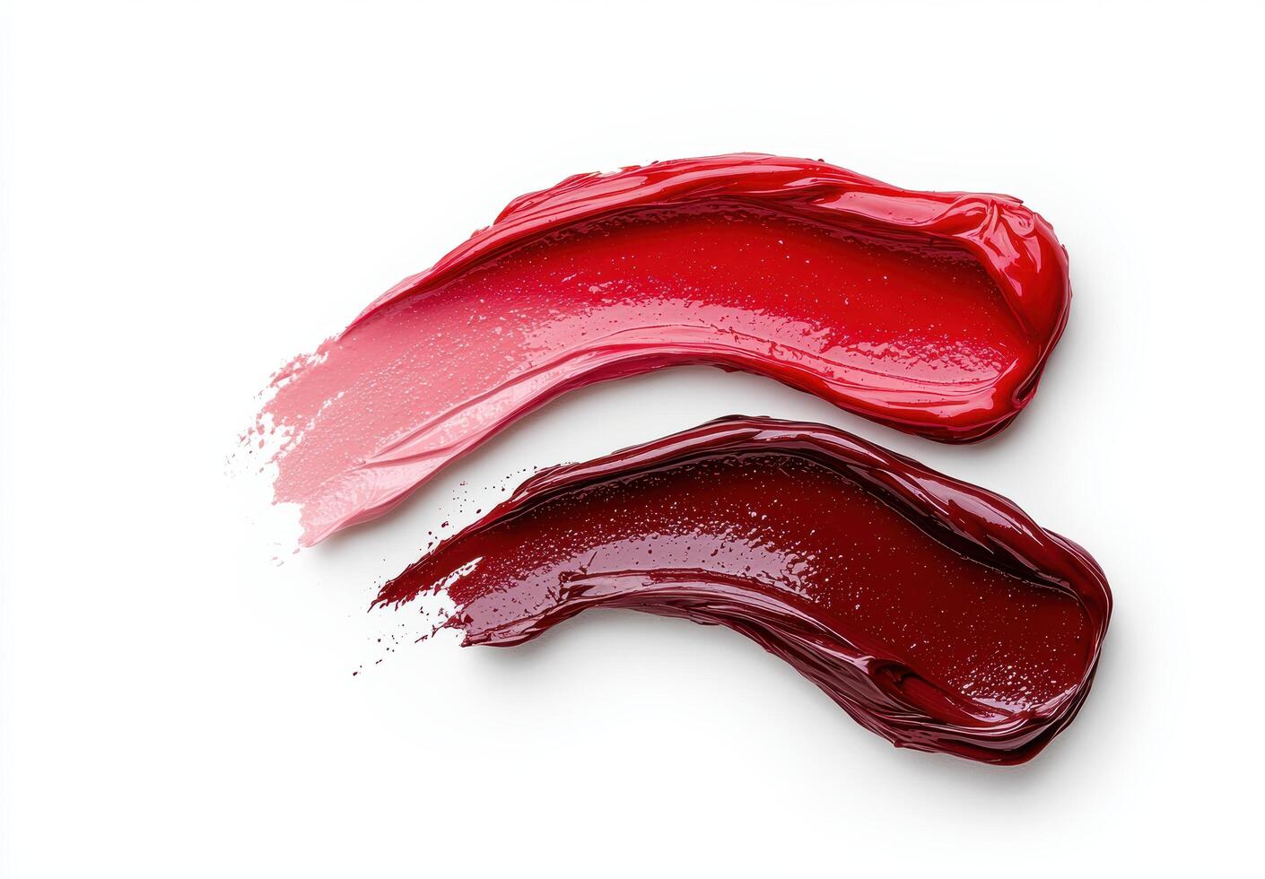Vibrant red lipstick strokes on a white background photo