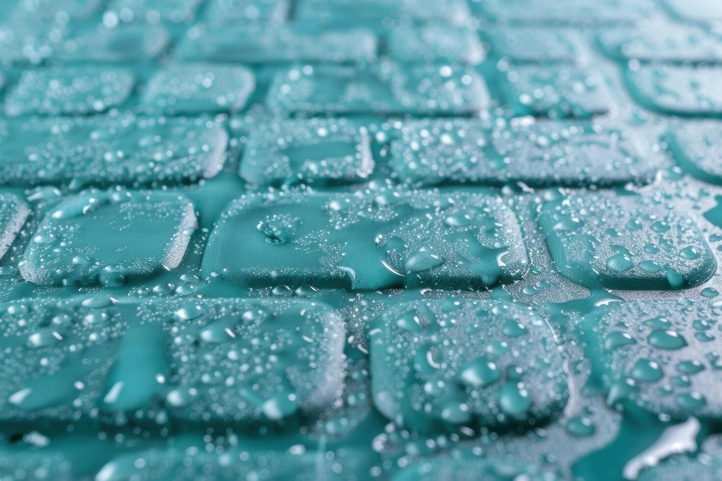 Frozen water droplets on a teal surface photo