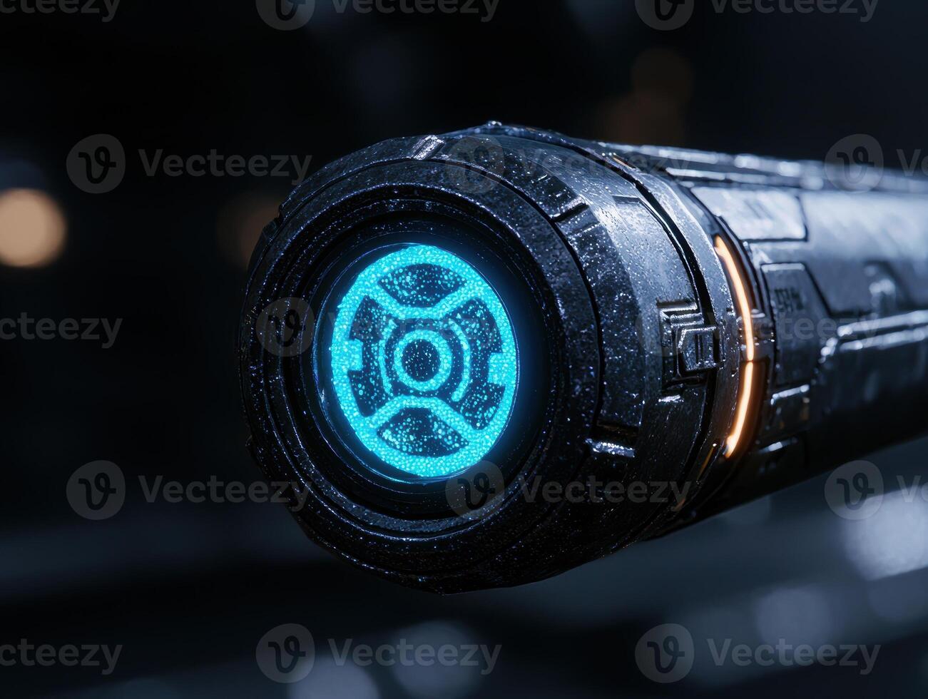 Glowing sci fi weapon in the dark photo