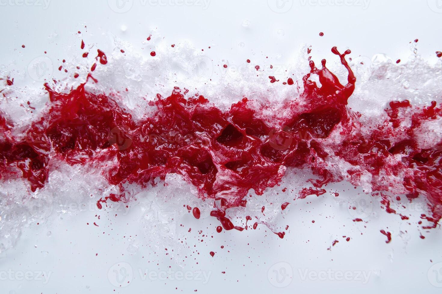 Splashing red paint on white background photo