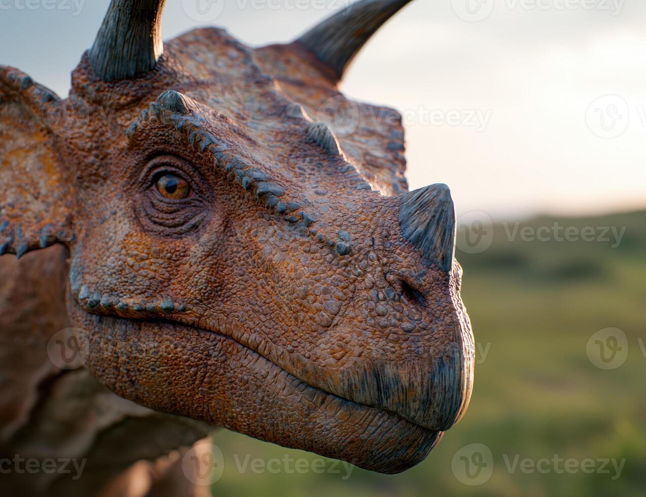 close up of a fierce looking dinosaur photo