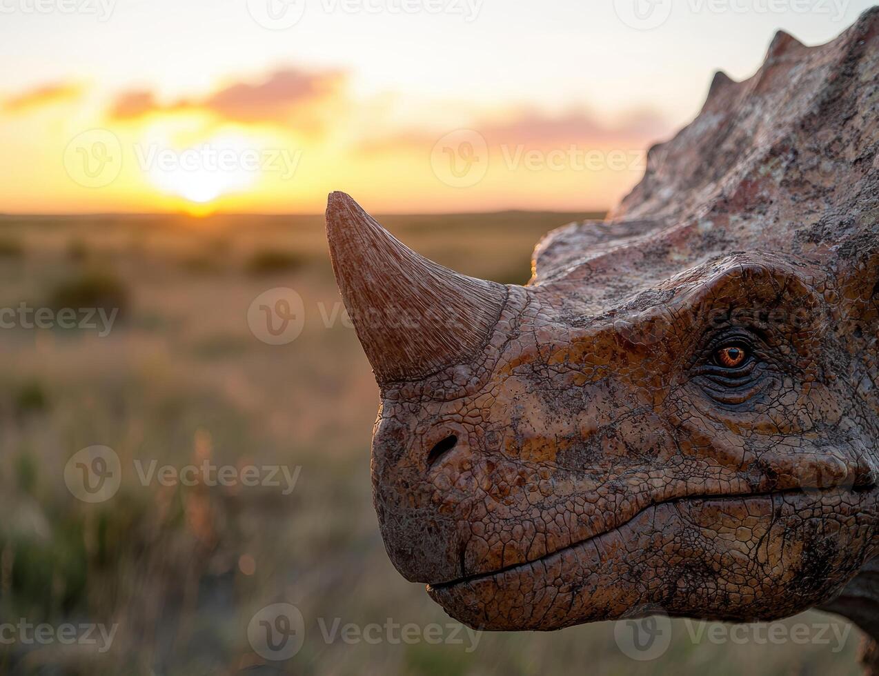 Close up of a Rhinoceros at Sunset photo