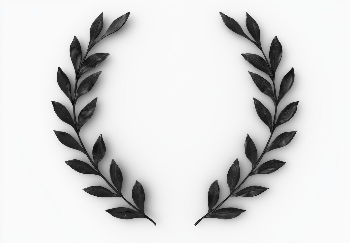 black laurel wreath on white background photo