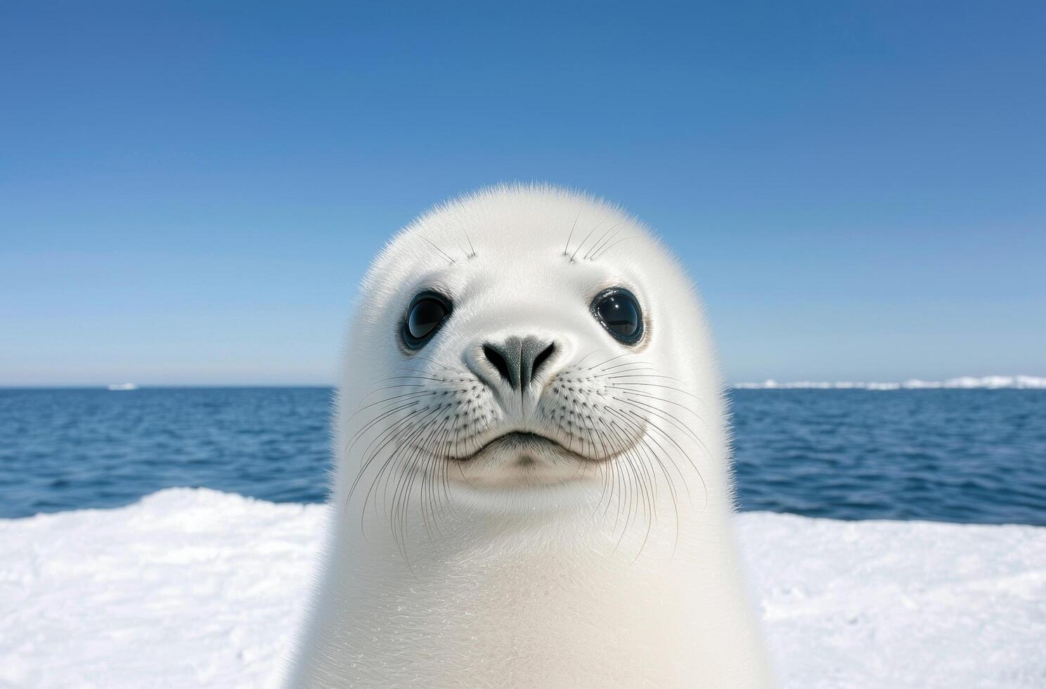 Adorable baby seal in the ocean photo
