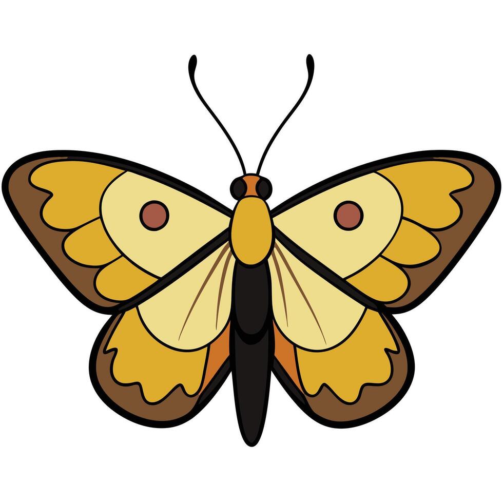 A cartoon butterfly with black and yellow wings vector