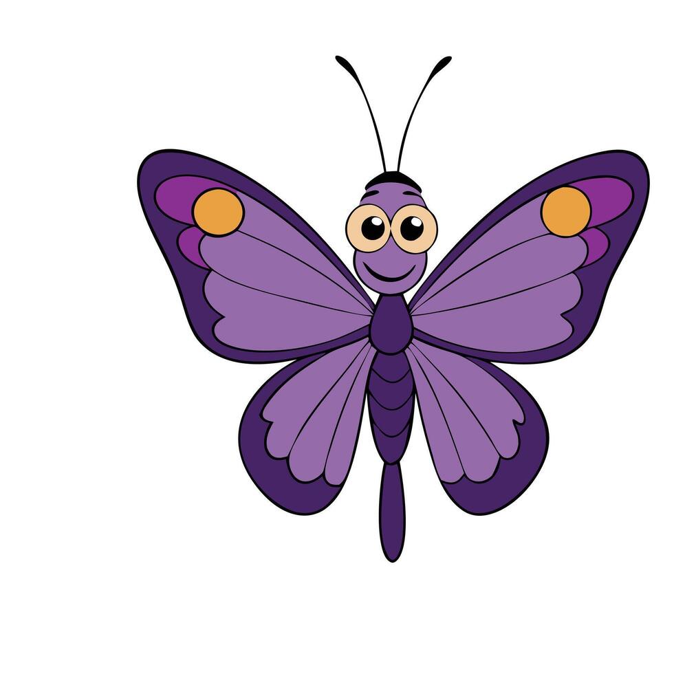 A purple butterfly with eyes and a smile vector