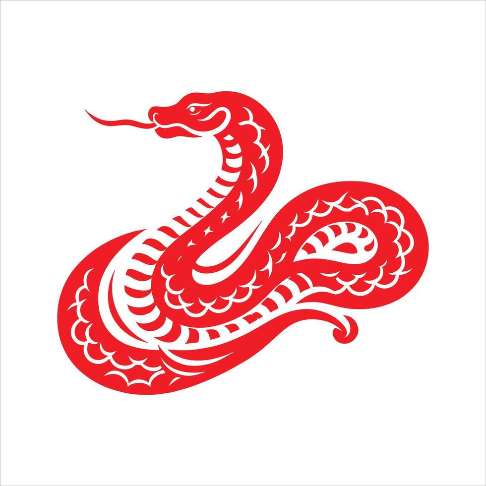 The Year of The Snake Chinese Zodiac Happy Chinese New Year Snake Wood Snake Year Illustration vector