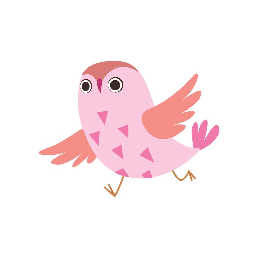 Cute Pink Owlet Running, Adorable Owl Bird Illustration vector