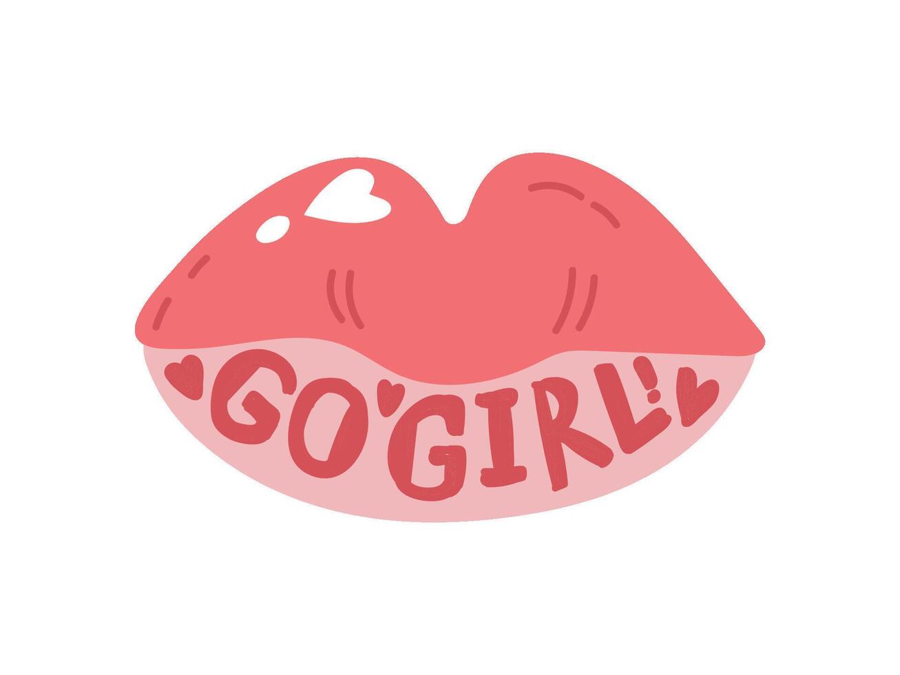 Go Girl, Girlish Pretty Design Element with Lips Can Be Used For Greeting Card, Badge, Label, Invitation, Banner Illustration vector
