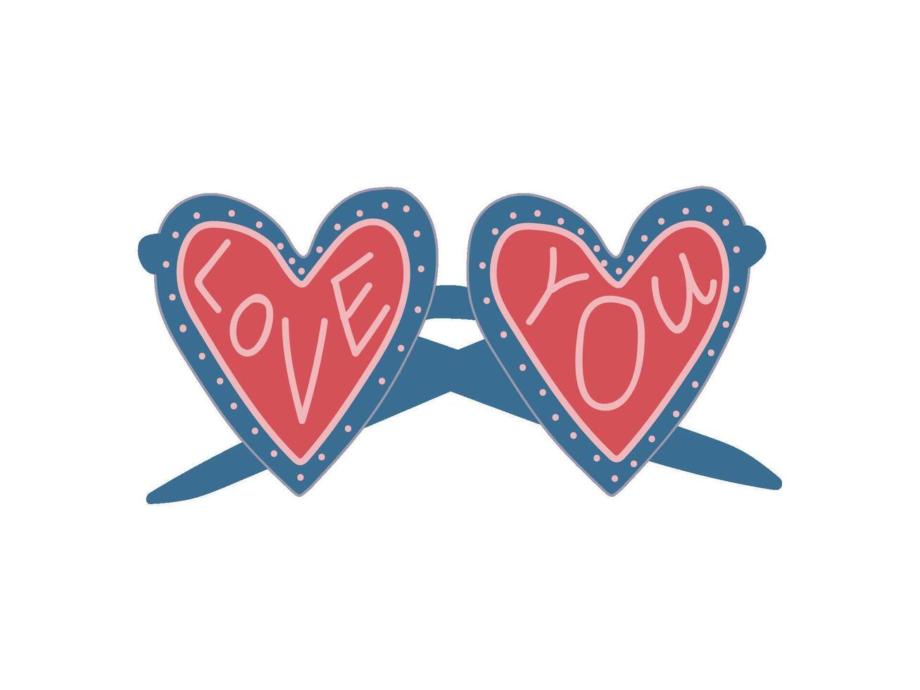 Love You, Heart Shaped Glasses Design Element with Inspirational Quote Can Be Used For Greeting Card, Badge, Label, Invitation, Banner Illustration vector