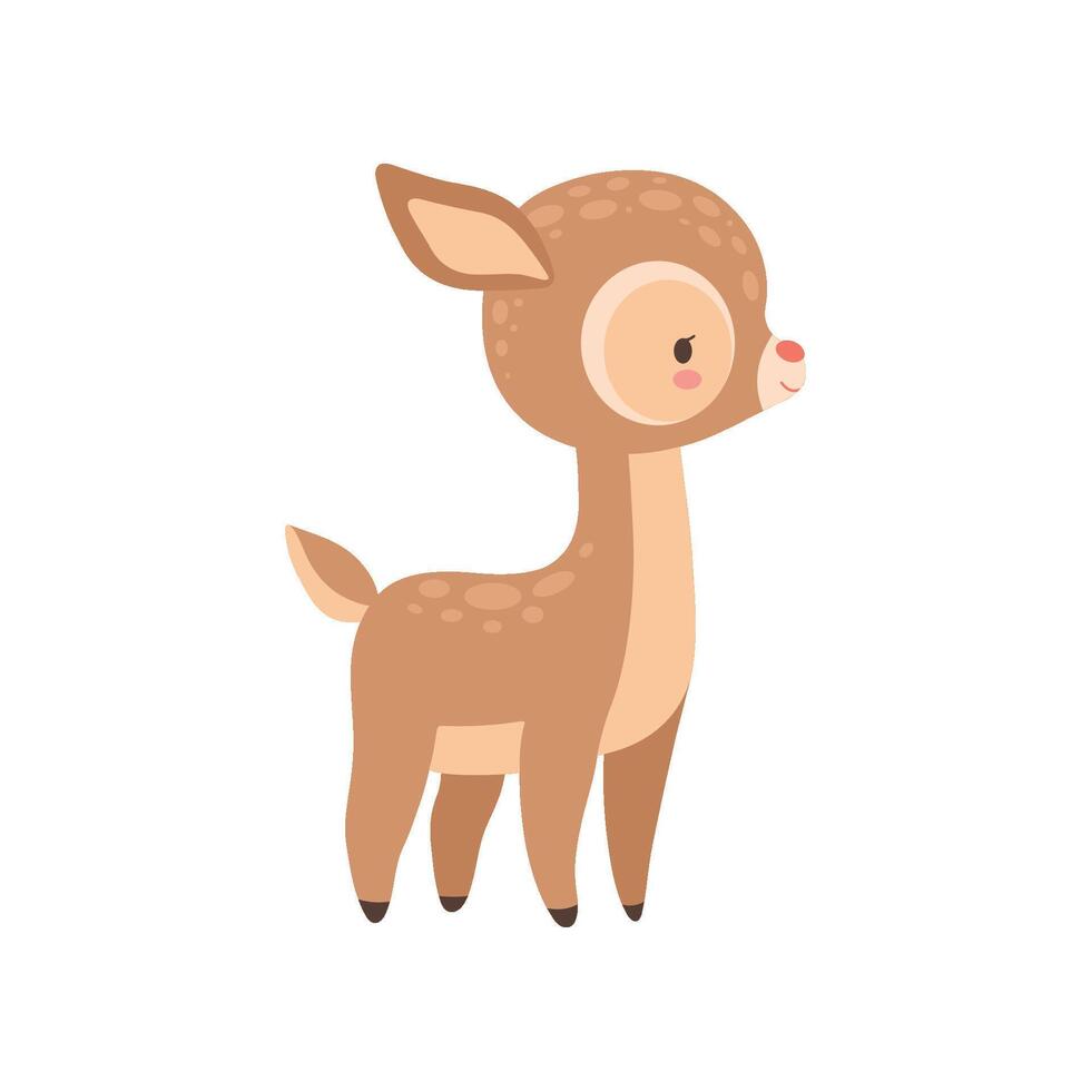 Cute Baby Deer, Adorable Forest Fawn Animal Illustration vector