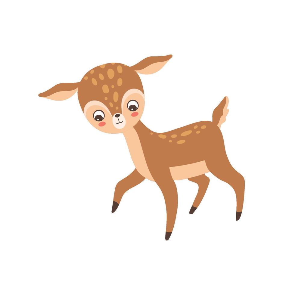 Lovely Baby Deer, Adorable Forest Fawn Animal Illustration vector