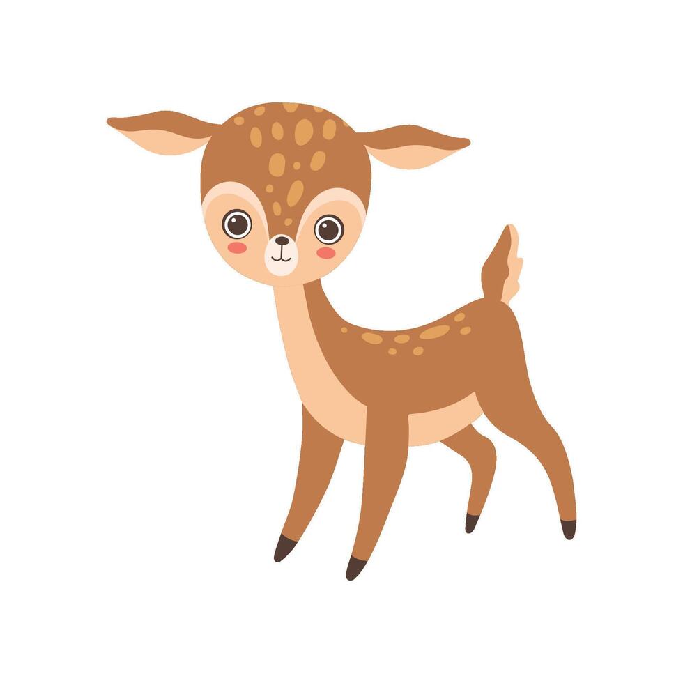 Cute Baby Deer, Lovely Forest Fawn Animal Illustration vector