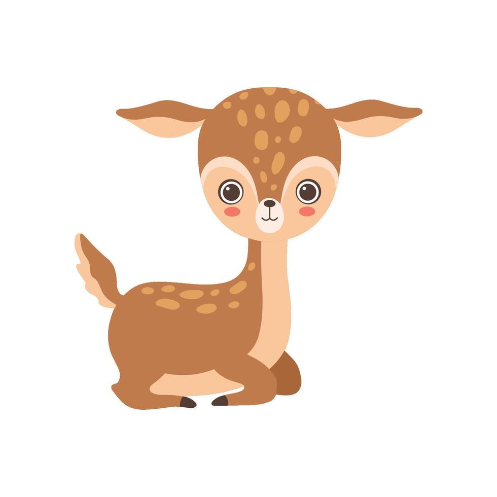 Adorable Baby Deer Forest Fawn Animal Illustration vector