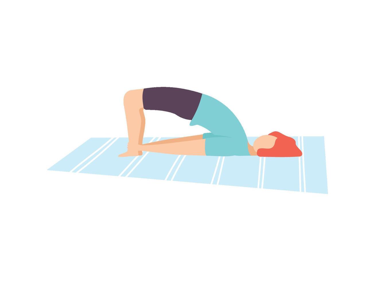 Young Man in Bridge Pose, Guy Practicing Yoga, Physical Workout Training Illustration vector