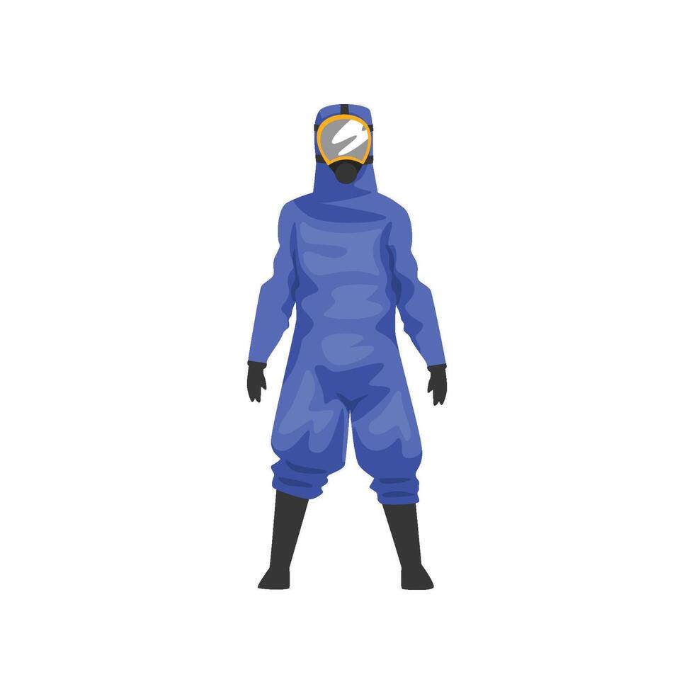 Man in Blue Protective Suit and Helmet, Professional Safety Uniform Illustration vector