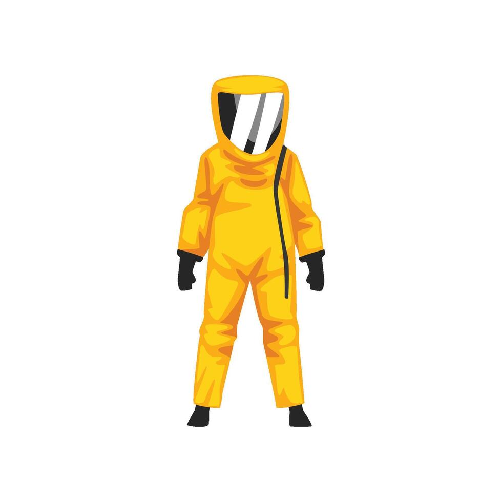 Man in Radiation Protective Suit and Helmet, Professional Safety Uniform Illustration vector