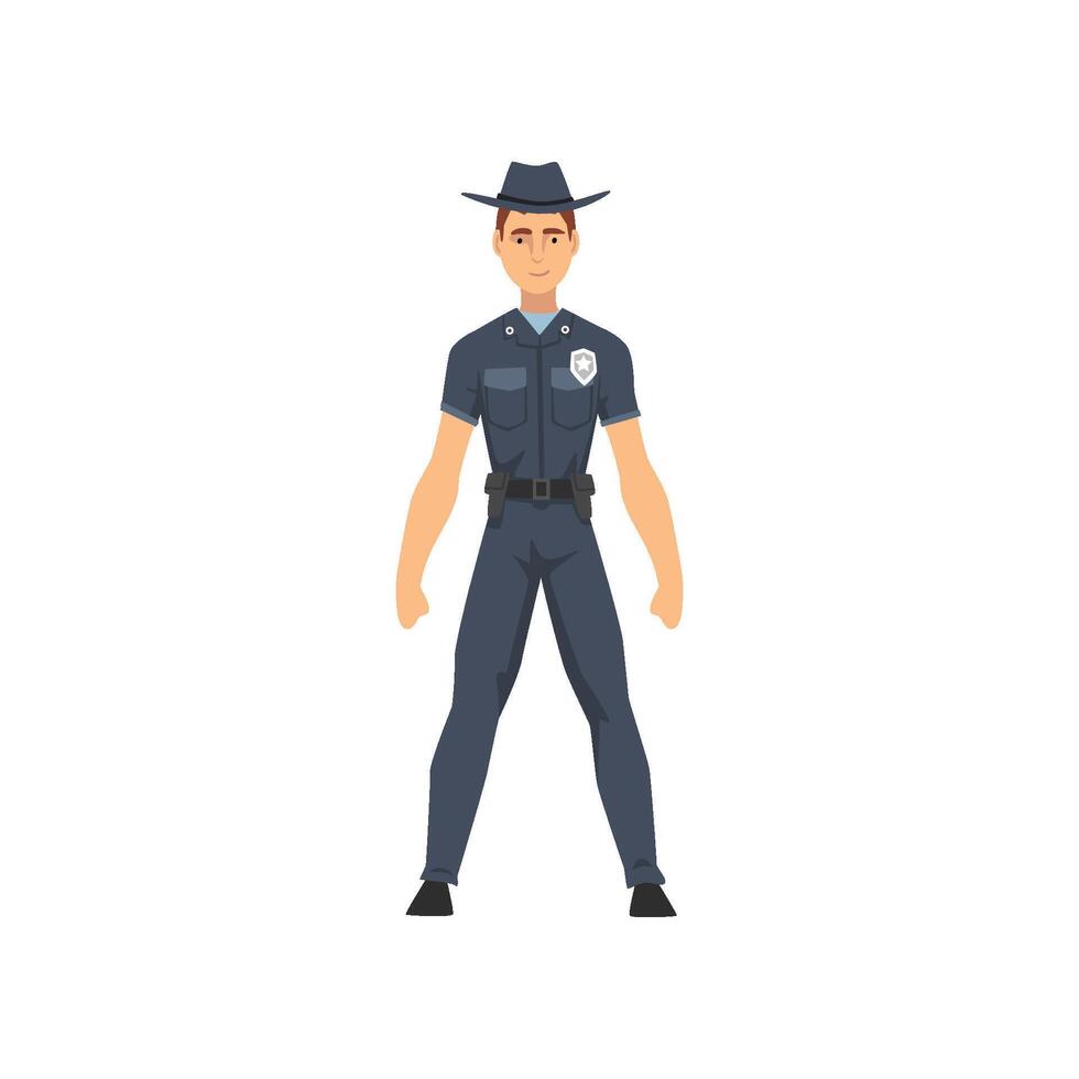 Police Officer in Uniform, Sheriff Policeman Character Illustration vector