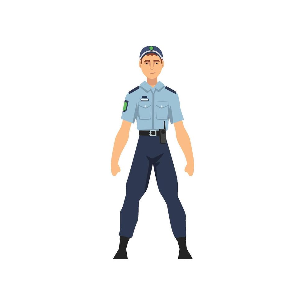 Professional Policeman in Uniform, Security Police Officer Illustration vector