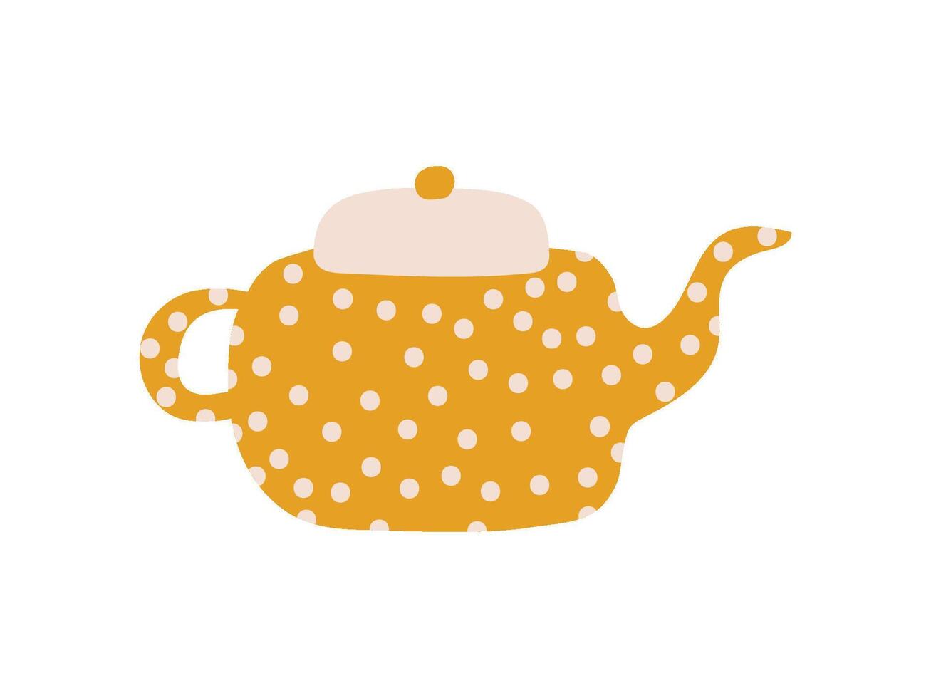 Cute Polka Dot Teapot with Spout, Ceramic Crockery Illustration vector
