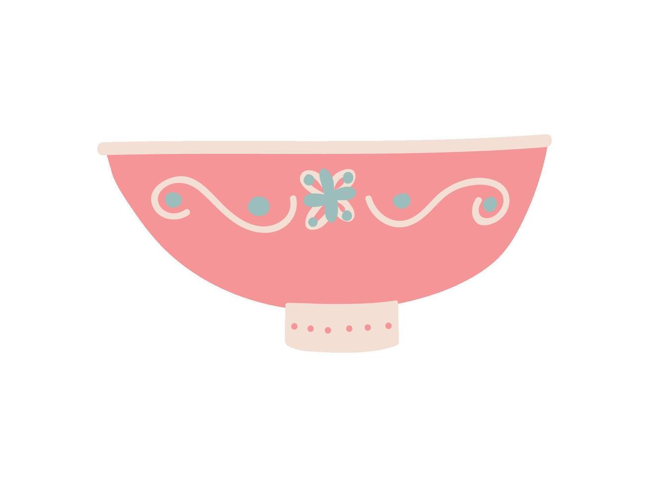 Cute Bowl Dishware, Ceramic Crockery Illustration vector
