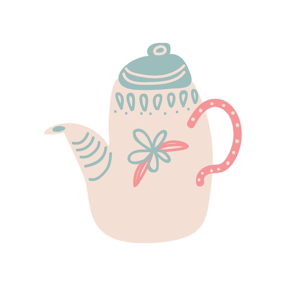 Cute Ceramic Teapot with Spout Illustration vector