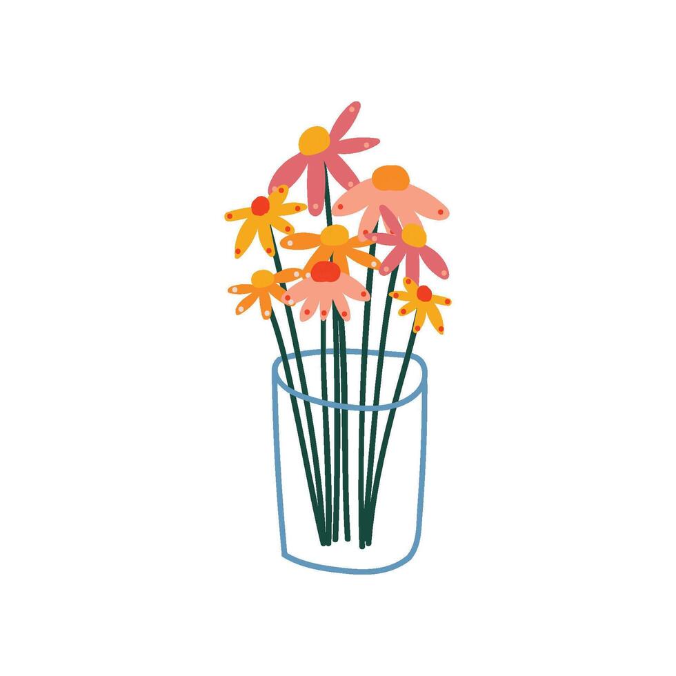 Beautiful Spring or Summer Flowers in Glass Vase Illustration vector