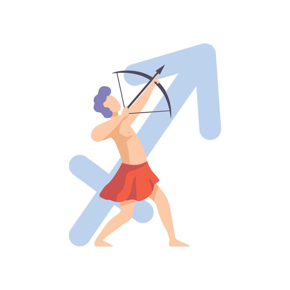 Sagittarius Zodiac Sign, Young Man Wearing Clothes in Style of Ancient Greece Illustratio vector