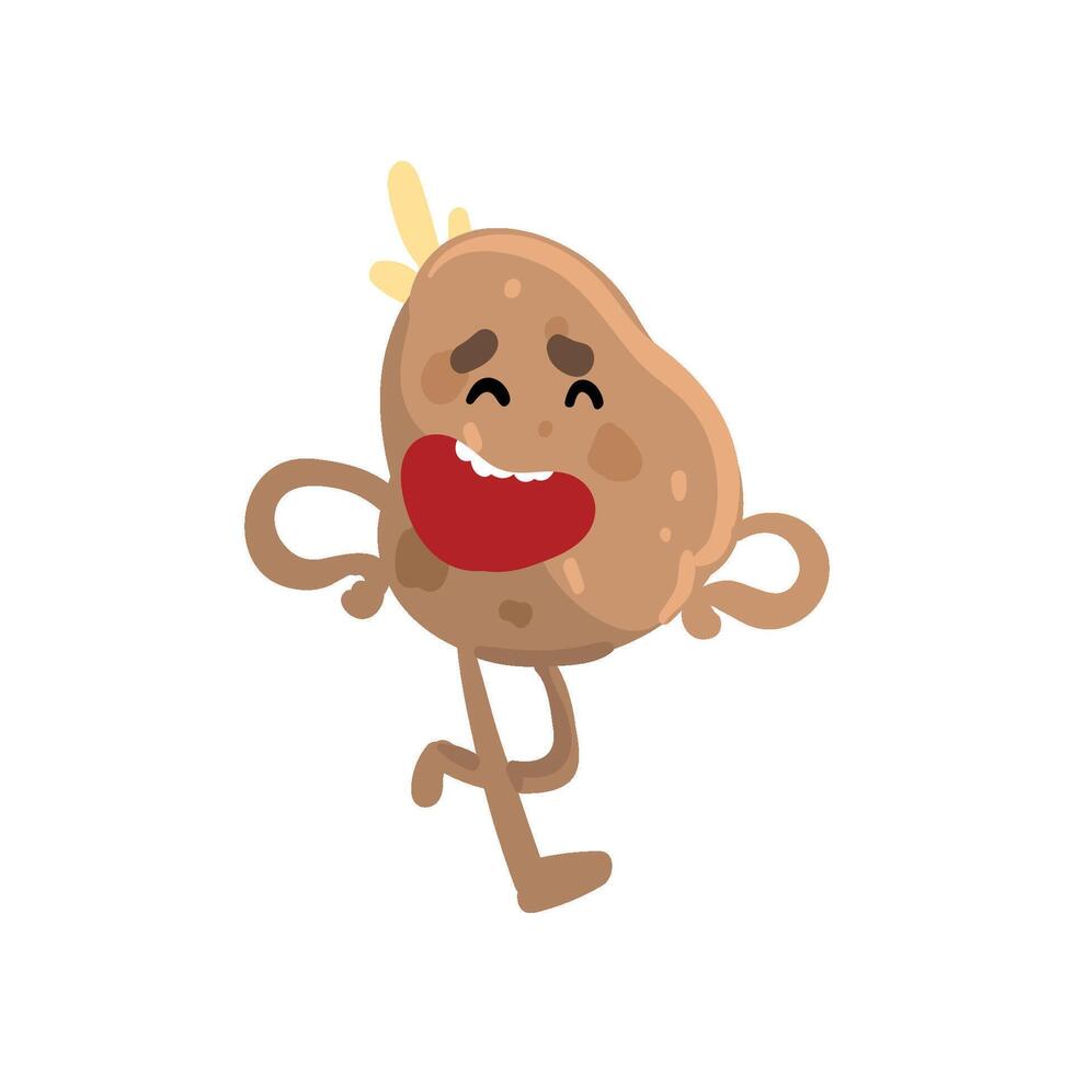 Cheerful Potato Walking, Cute Vegetable Character with Funny Face Illustration vector