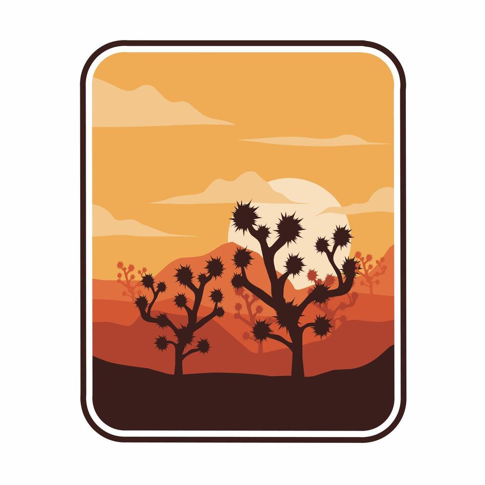 Serene Joshua Tree Sunset - Desert Landscape Illustration vector