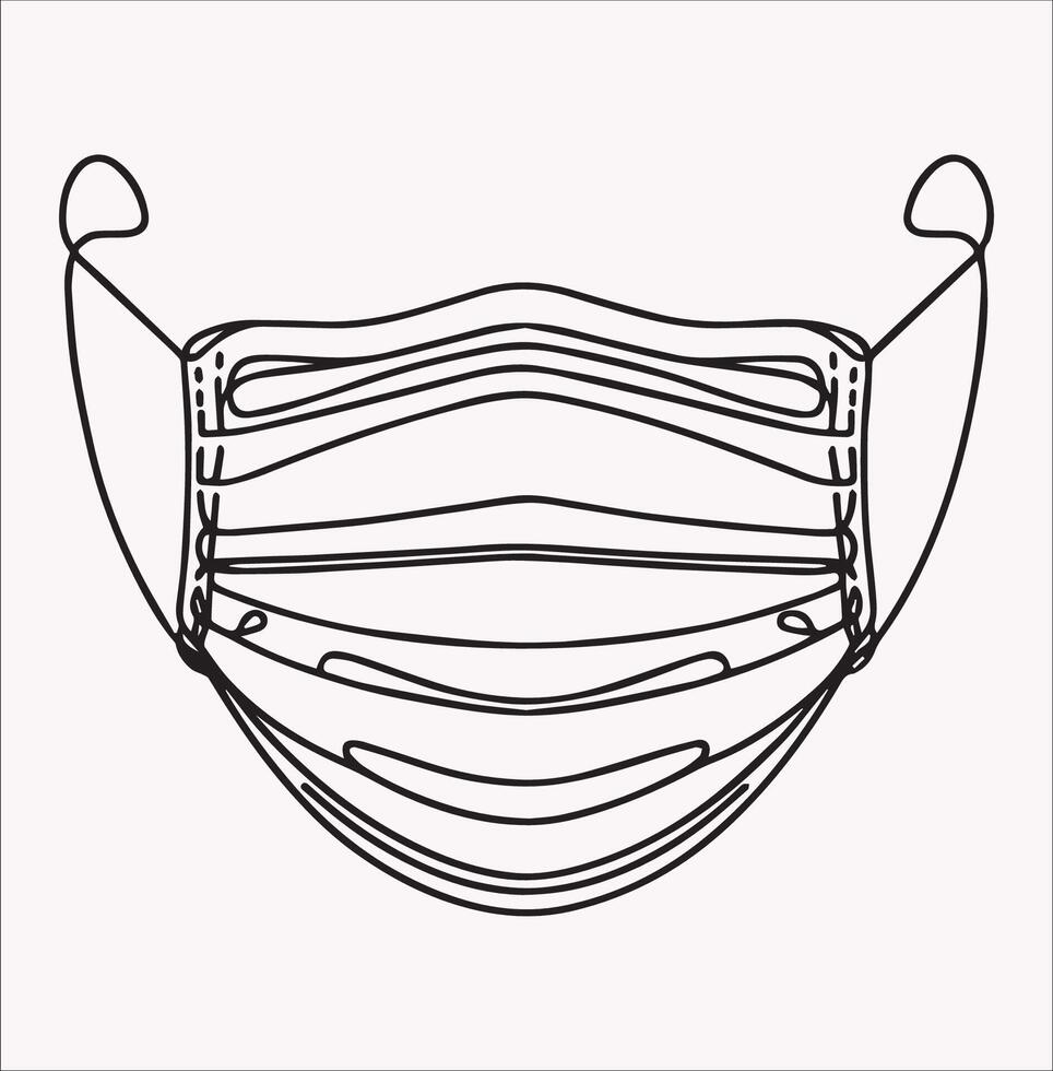 Black Silhouette of Medical Face Mask on White Background vector