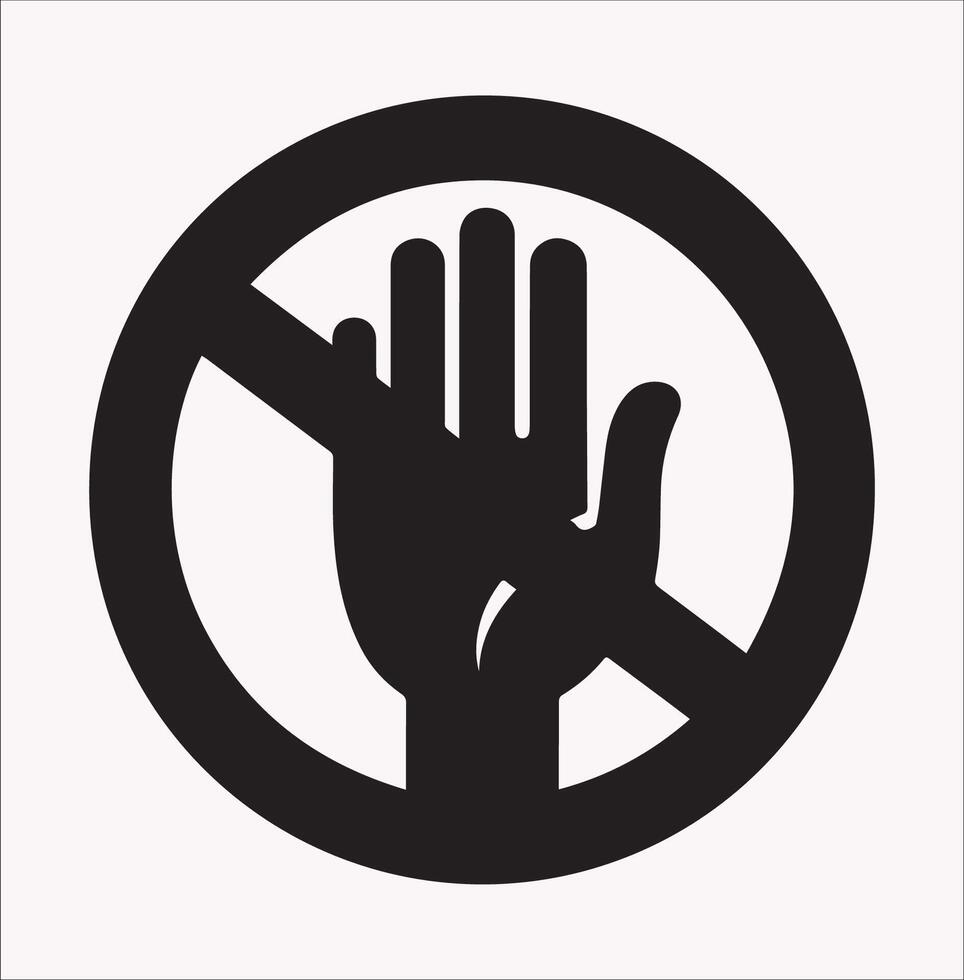 High-Quality Red No Entry Hand Silhouette on White Background vector