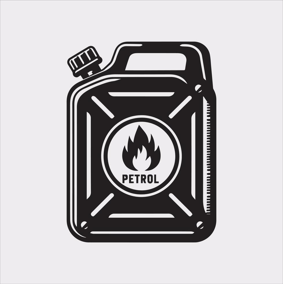 Minimalist Petrol Canister Silhouette Icon on a White Background vector