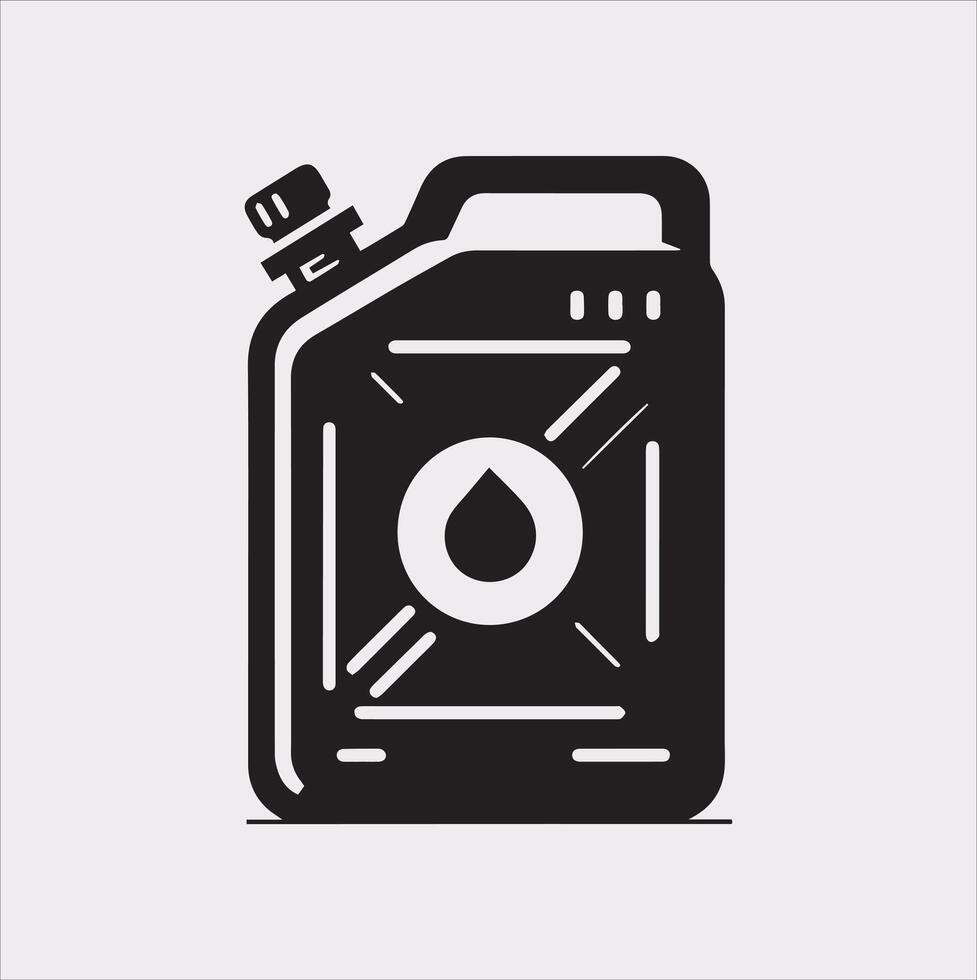 Classic Metal Petrol Canister Icon in Silhouette Format vector