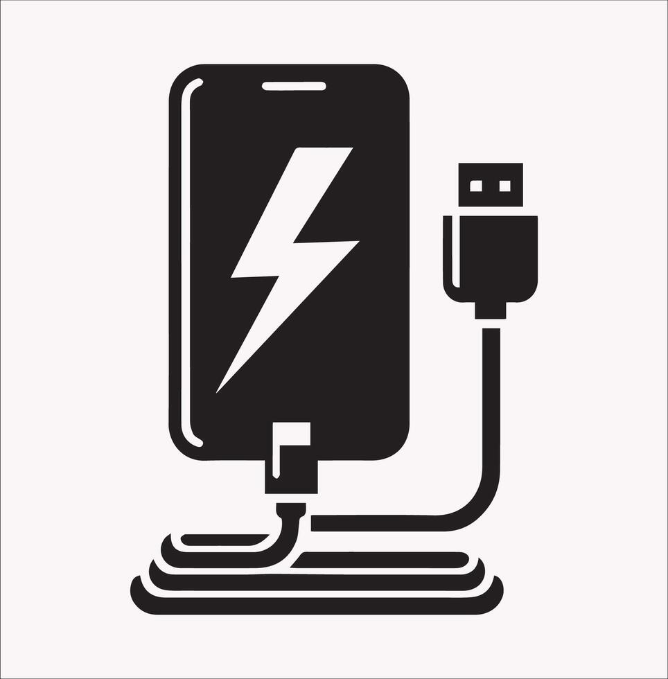 High-Quality Icon Smartphone Battery Charging Silhouette vector