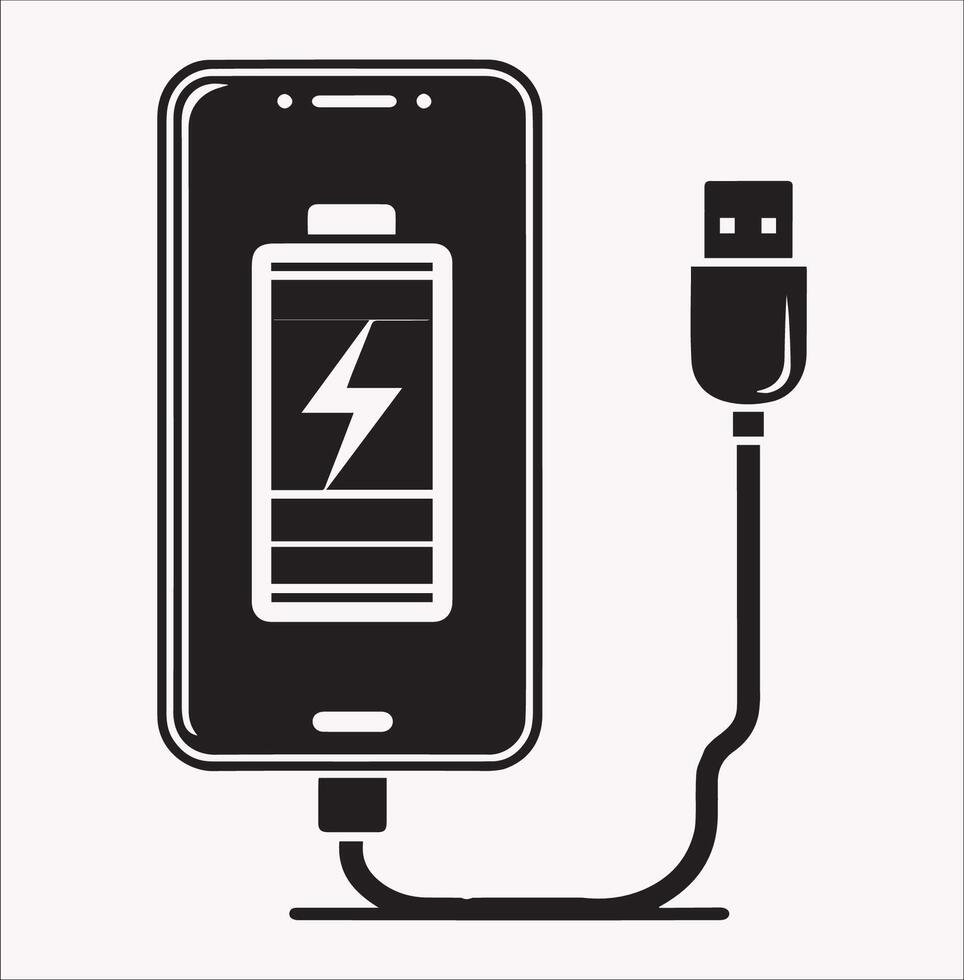Minimalist Smartphone Charging Icon on White Background vector
