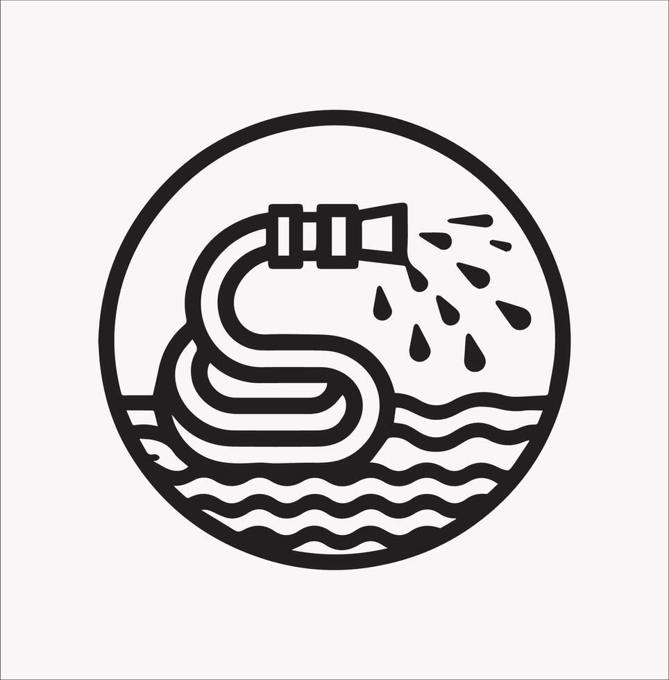 Pool Hose Line Icon Silhouette Perfect for White Backgrounds vector