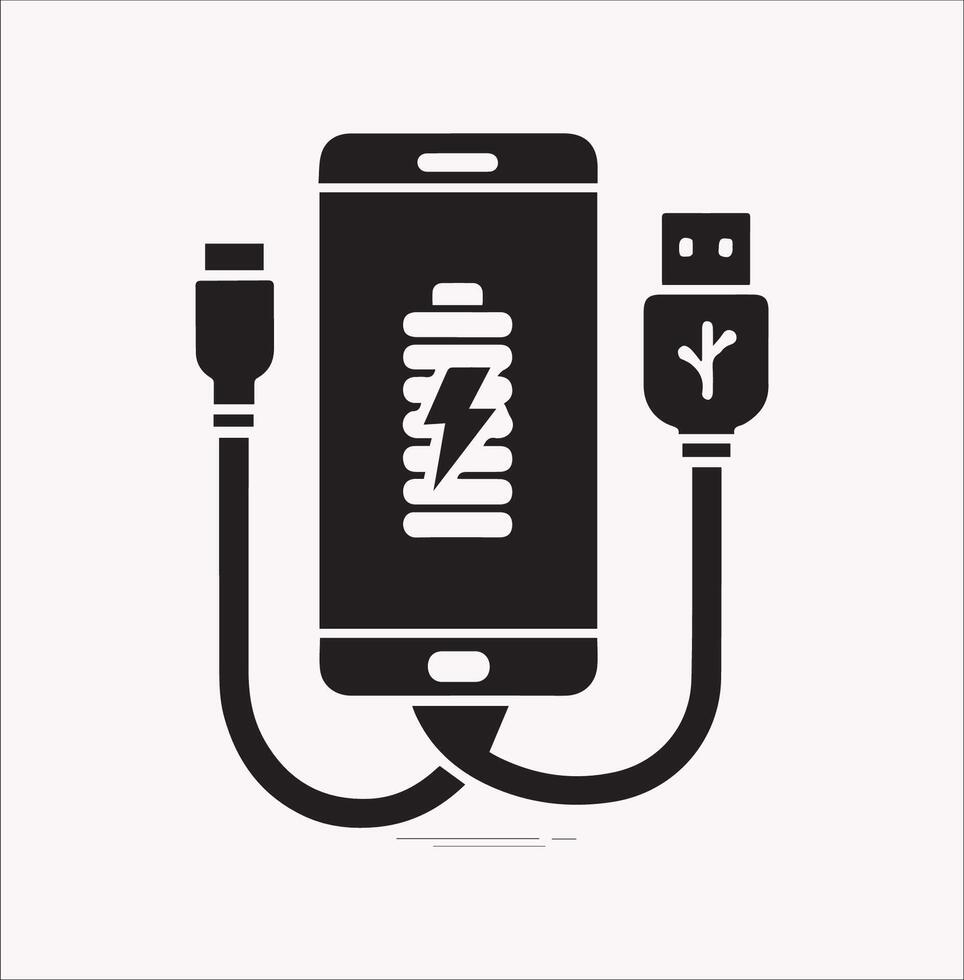 Smartphone Battery Charging Icon Silhouette on White Background vector