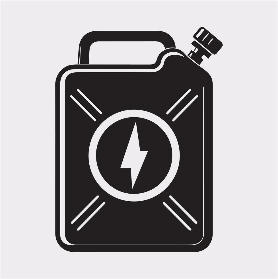 Simple and Modern Metal Petrol Canister Silhouette Icon vector
