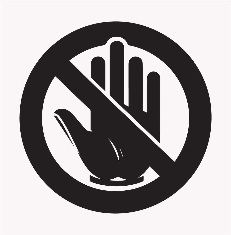 No Entry Hand Label Icon on White Background vector