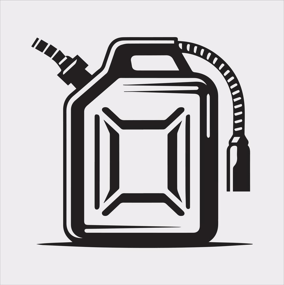 Petrol Canister Silhouette Icon for Industrial Design on White Background vector