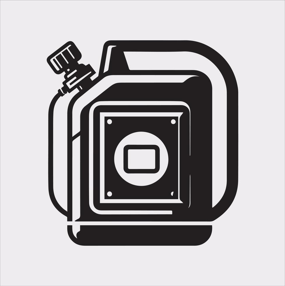 Simple Icon of Metal Petrol Canister Silhouette on White Background vector