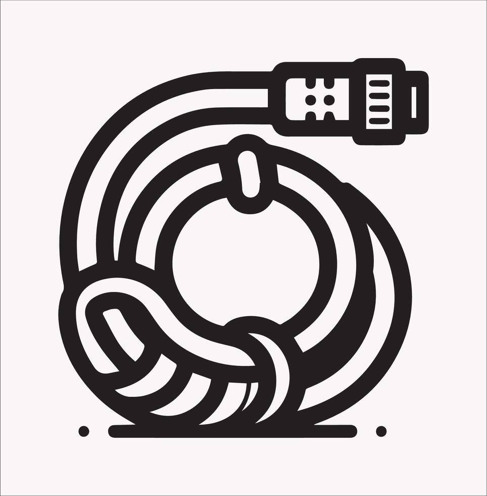 Pool Hose Silhouette Line Icon on White for Minimalist Designs vector