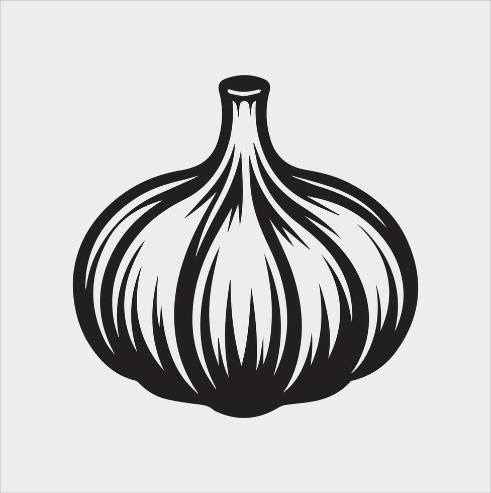 Elegant Garlic Silhouette Illustration on White vector