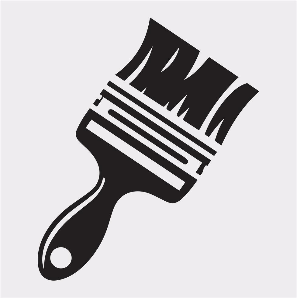 High-Quality Paintbrush Icon Artistic Silhouette on White vector