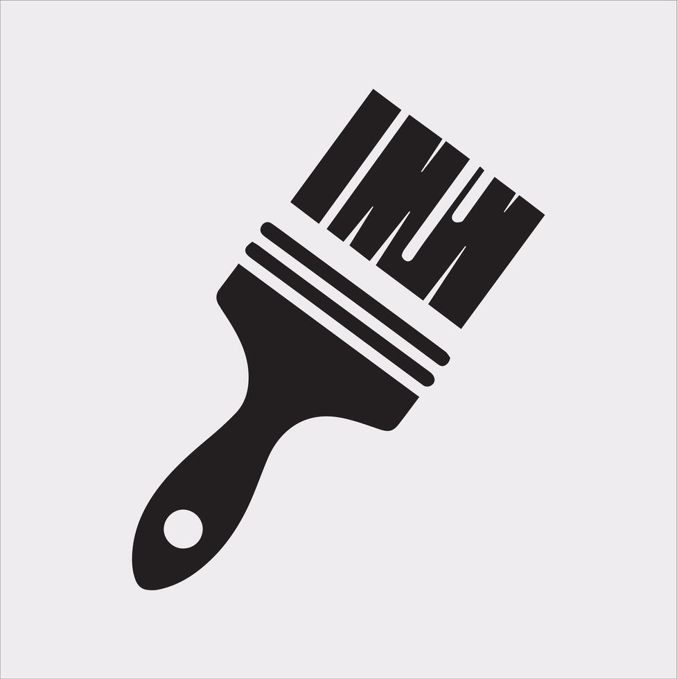 Paintbrush Silhouette Icon Elegant Line Art on White Background vector
